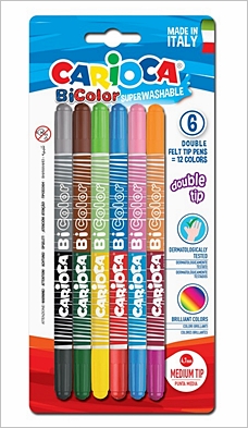 CARIOCA® 2 capete - "Bi-Color" 6/set -12 culori Superlavabile