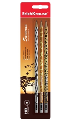  Creioane grafit cu radiera ERICH KRAUSE -HB Savanna 3/set