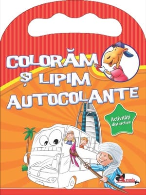  Coloram si lipim autocolante. Activitati distractive (portocaliu)