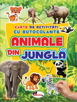 Carte de activitati cu autocolante - ANIMALE DIN JUNGLA