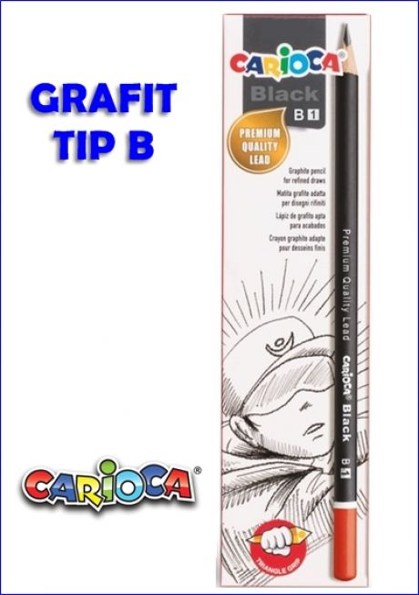  Creion grafit CARIOCA® Black duritate B forma triunghiulara 1buc.