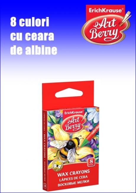 Creioane cerate EK ArtBerry® 8 culori cu ceara de albine