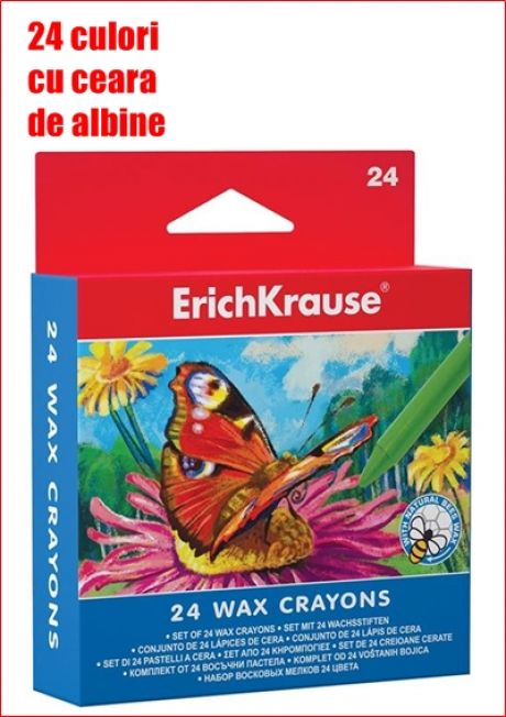 Creioane cerate ERICH KRAUSE® 24 culori  - cu ceara de albine
