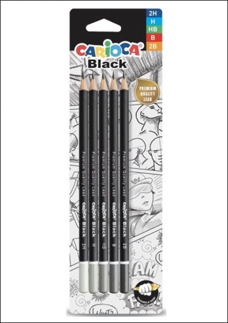 Creioane grafit asortate CARIOCA® - 2H,H,HB,B,2B  5/set