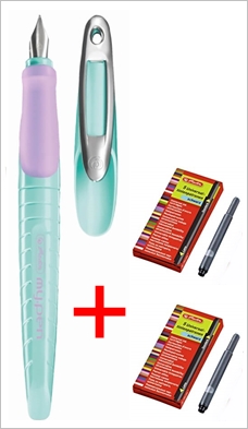 SET Stilou my.pen HERLITZ® turcoaz violet+2 cutii rezerve lungi HERLITZ®